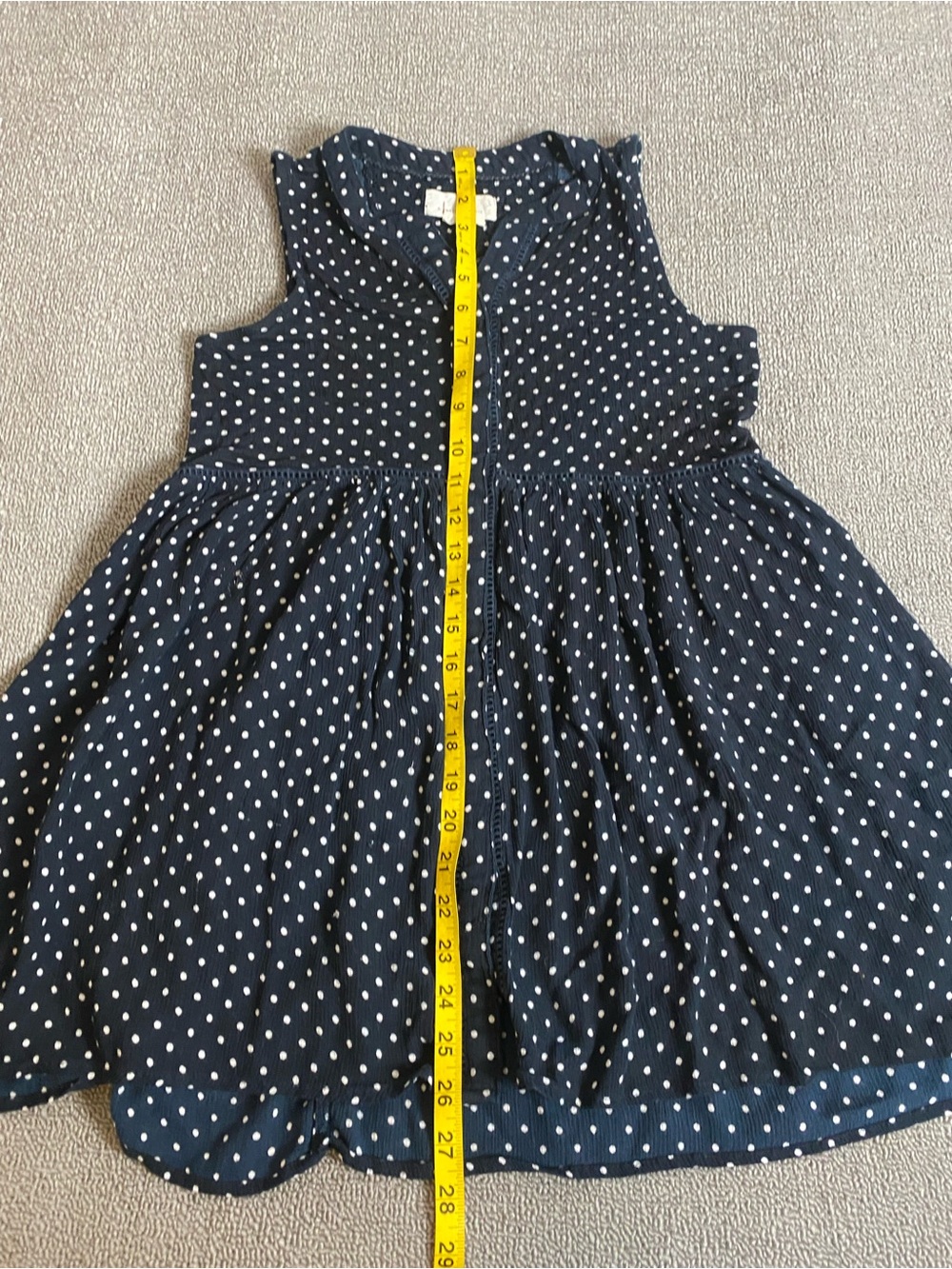 Anthropologie Navy and White Polka Dot Sleeveless Button Up Summer Spring Dress - Picture 5 of 5